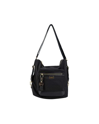Nannini - Borsa a spalla trasformabile in zaino in nylon e pelle Liberty