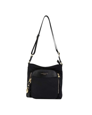 Nannini – Borsa grande a tracolla con tasca frontale in nylon e pelle Liberty 2