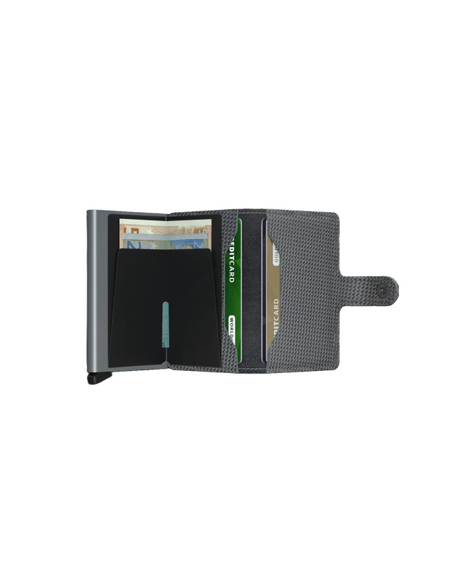 Secrid - Portafoglio mini donna porta carte in pelle e alluminio Carbon