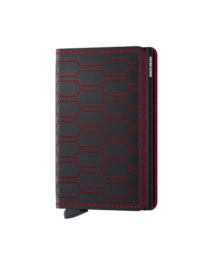 Secrid - Portafoglio slim in pelle traforata e alluminio Slimwallet Fuel