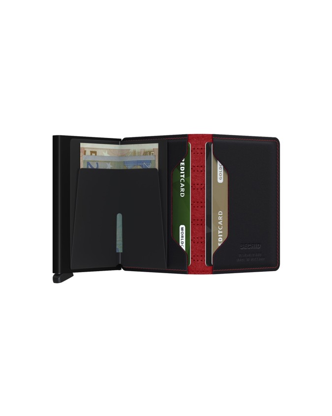 Secrid - Portafoglio slim in pelle traforata e alluminio Slimwallet Fuel