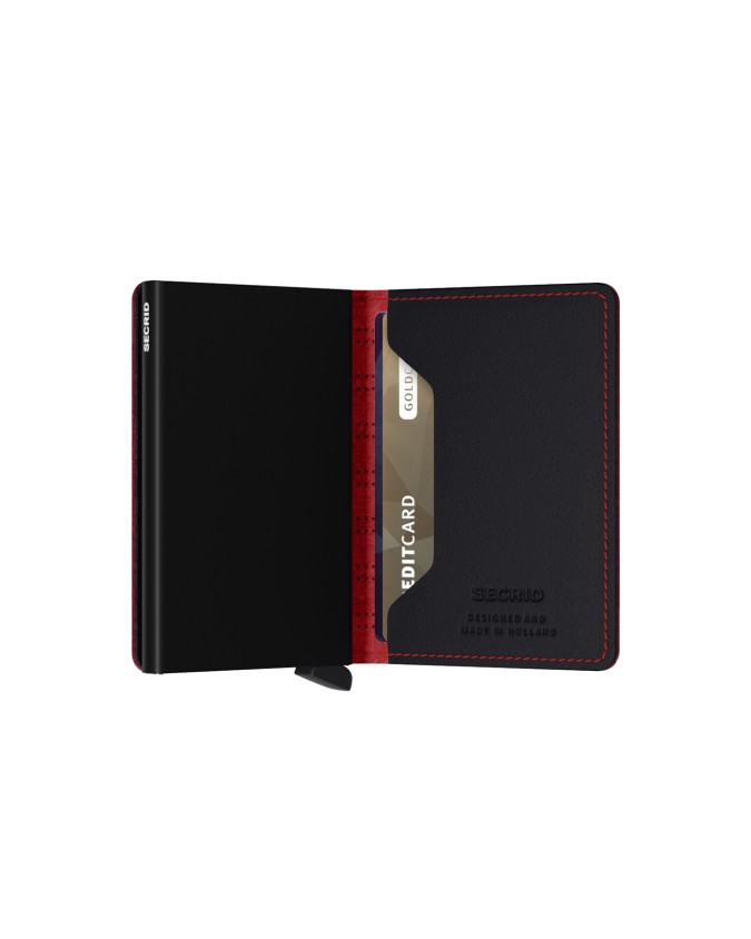 Secrid - Portafoglio slim in pelle traforata e alluminio Slimwallet Fuel
