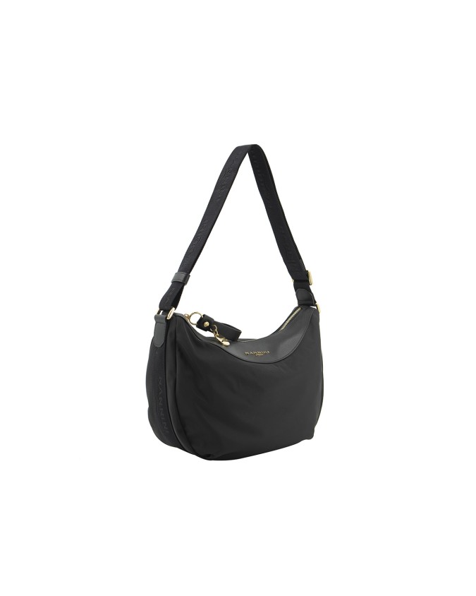Nannini – Borsa a spalla mezzaluna in nylon e pelle Liberty