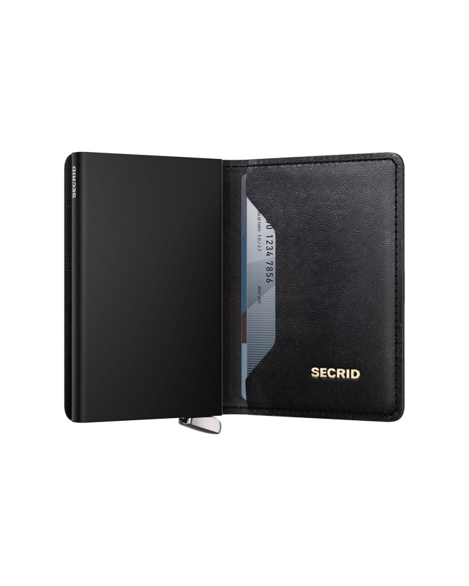 Secrid - Portafoglio in pelle e alluminio Premium Slimwallet Emboss Lines