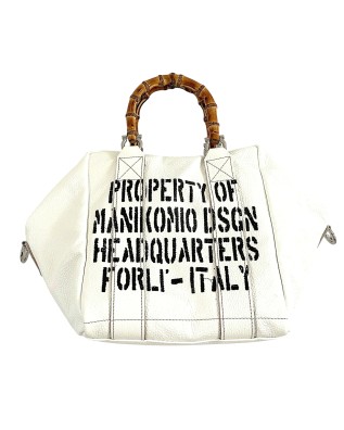  Manikomio Design – Borsa a mano in pelle con manici in bamboo