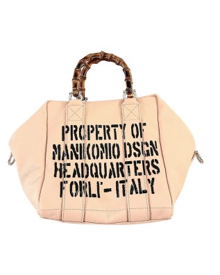  Manikomio Design – Borsa a mano in pelle con manici in bamboo