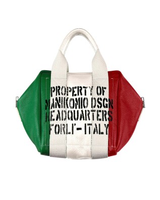 Manikomio Design – Borsa in pelle a mano con bandiera italiana Lady24