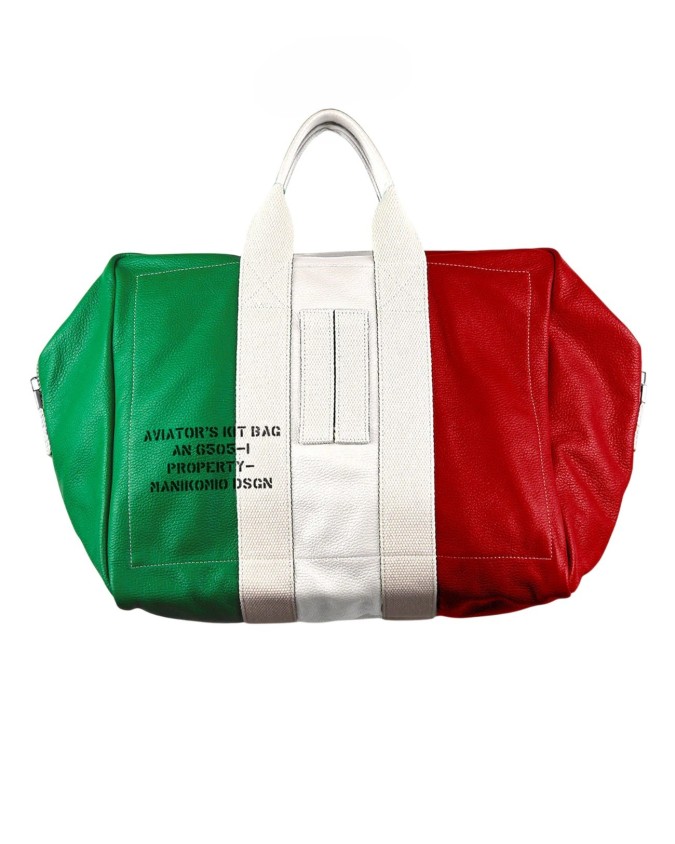 Manikomio Design - Borsa grande in pelle stampa Italian Flag Icon bag