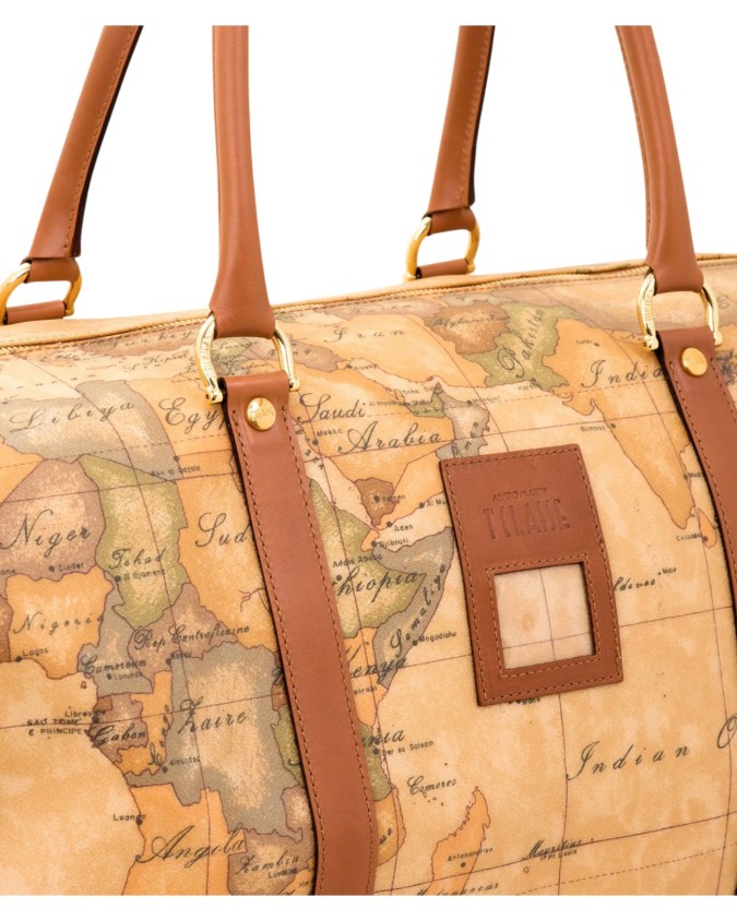Alviero Martini Prima Classe - Borsone da viaggio Piccolo in tessuto stampato Geo Classic