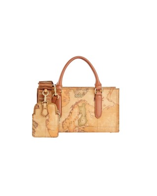 Alviero Martini Prima Classe - Borsa a mano con tracolla a nastro in tessuto goffrato Geo Classic