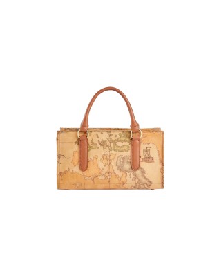 Alviero Martini Prima Classe - Borsa a mano con tracolla a nastro in tessuto goffrato Geo Classic 2