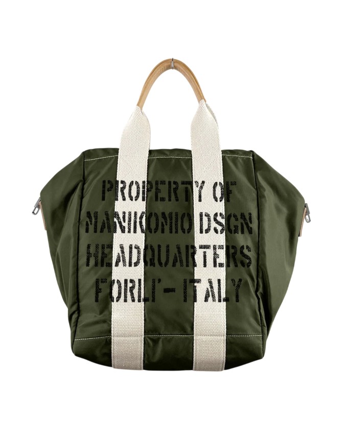 Manikomio Design - Borsa a mano con doppio manico in nylon e pelle TT FLY Nylon