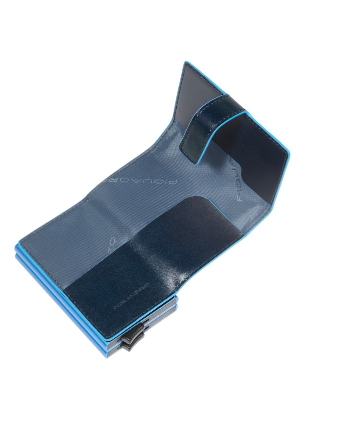 Piquadro - Blue Square Compact Leather Credit Card Holder
