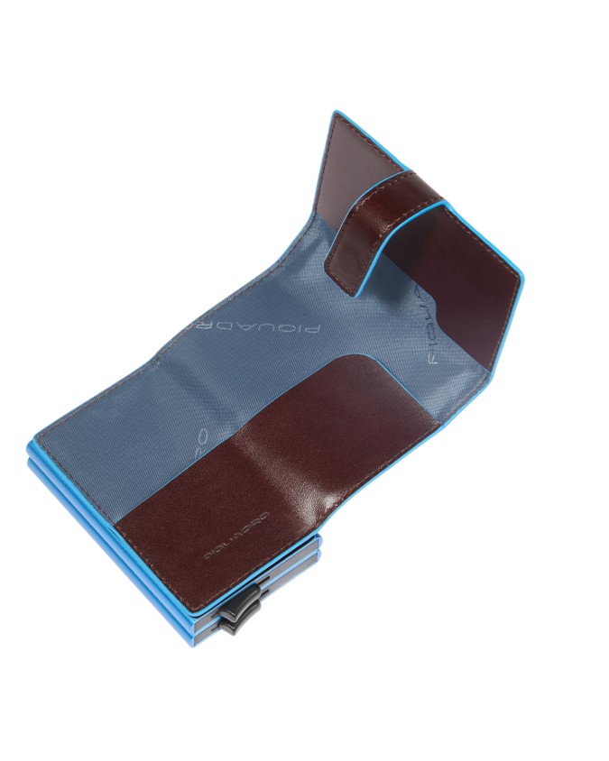Piquadro - Blue Square Compact Leather Credit Card Holder