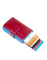 Piquadro - Porta carte di credito compatto in pelle Blue Square