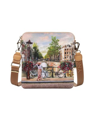 Ynot - Borsa piatta a tracolla con stampa Yesbag
