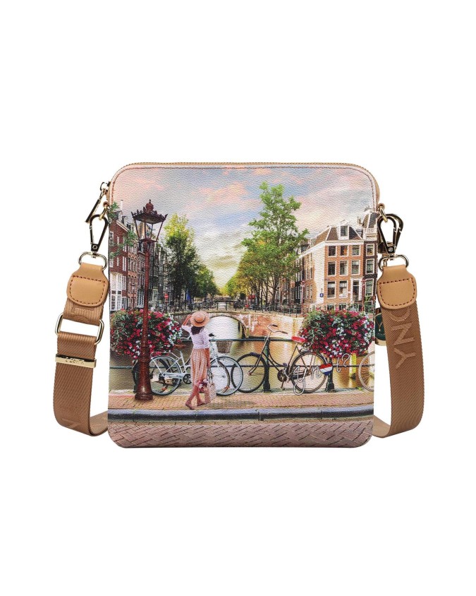 Ynot - Borsa piatta a tracolla con stampa Yesbag