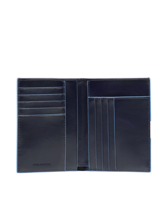  Piquadro – Portafogli uomo verticale in pelle RFID Blue Square