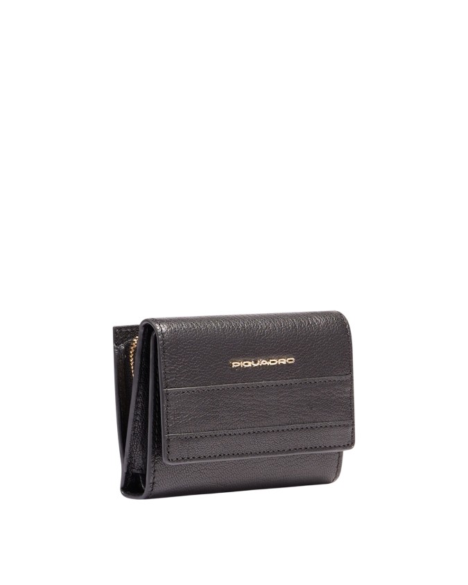  Piquadro - Portafoglio donna piccolo in pelle con patta RFID