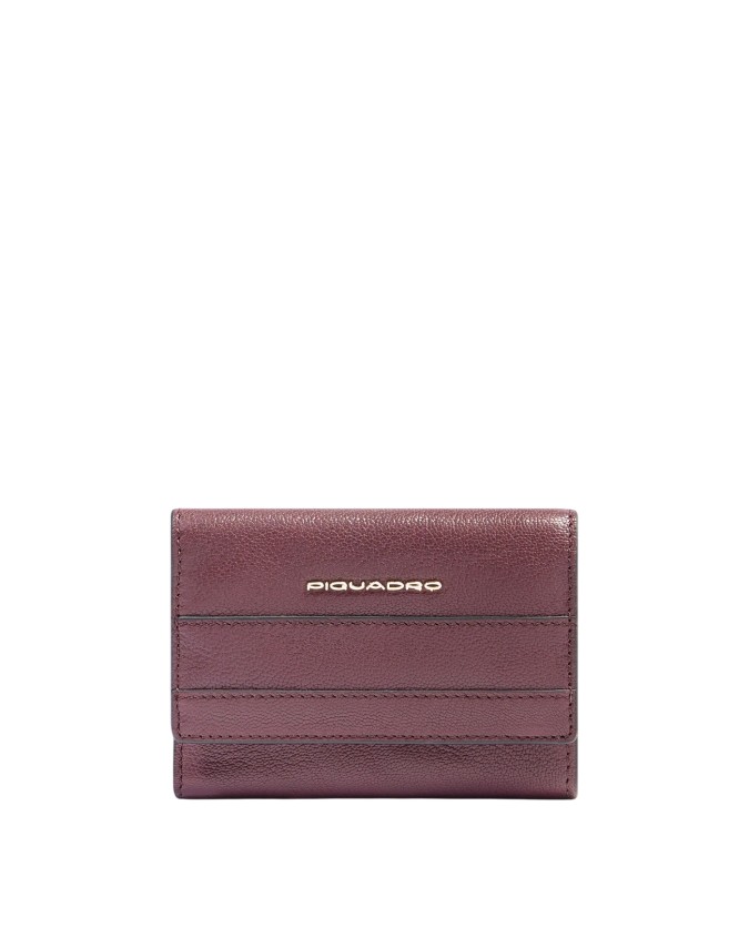  Piquadro - Portafoglio donna piccolo in pelle con patta RFID