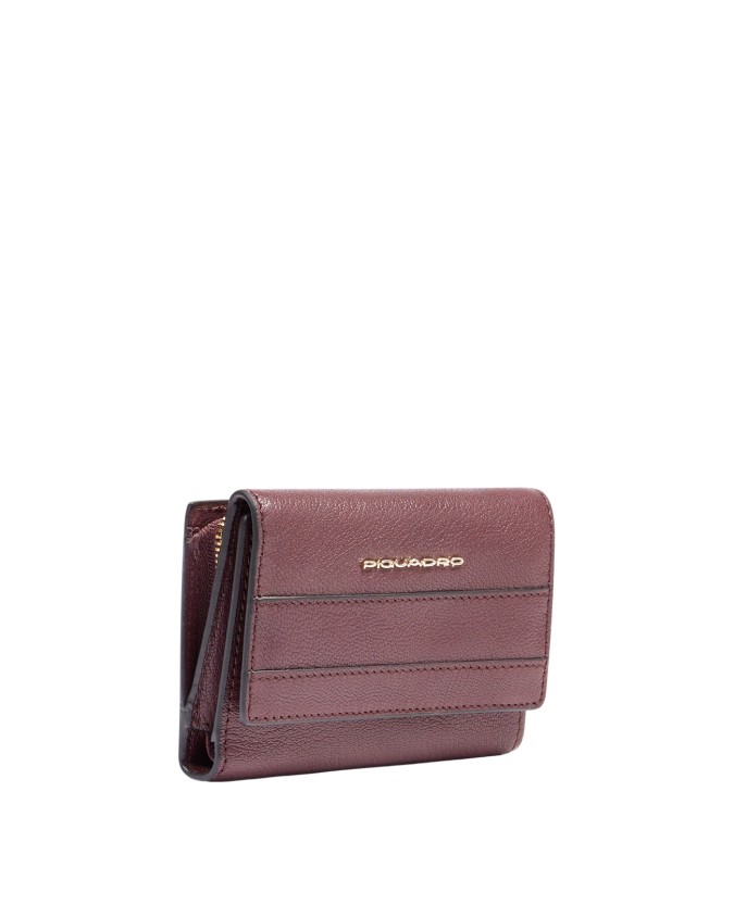  Piquadro - Portafoglio donna piccolo in pelle con patta RFID