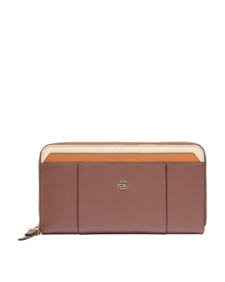 Piquadro - Portafoglio donna 4 soffietti con zip in pelle...