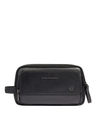  Piquadro - Beauty case in pelle con doppia zip