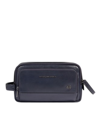  Piquadro - Beauty case in pelle con doppia zip
