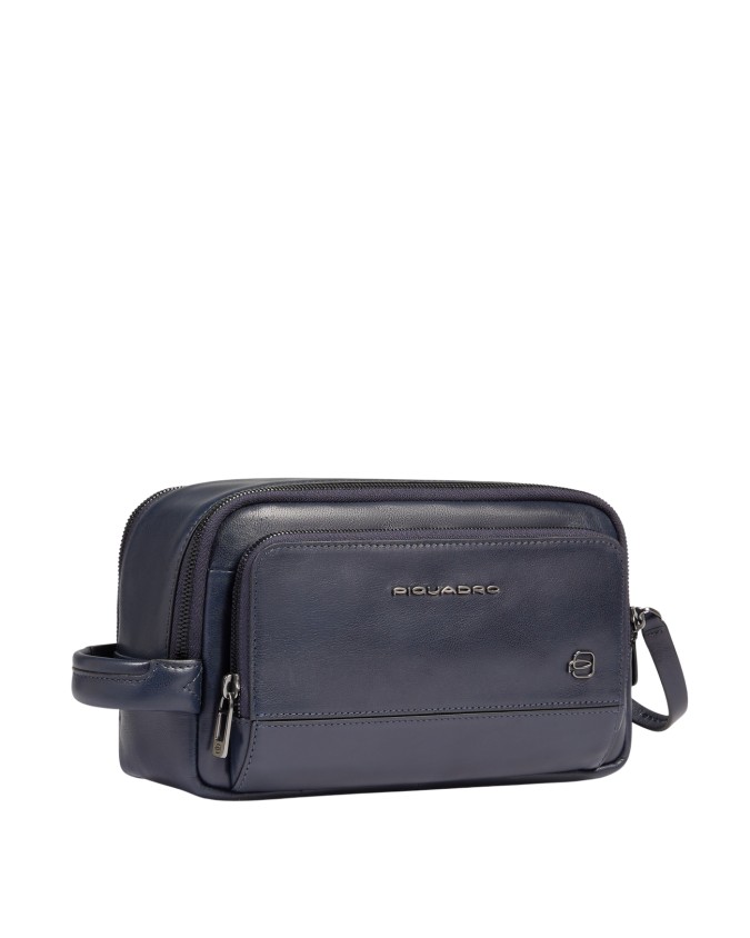 Piquadro - Leather makeup bag with a...