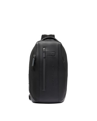 Piquadro - Men's single-strap leather backpack with two...
