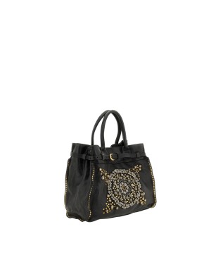  Campomaggi – Borsa shopping grande in pelle con strass a fiori 2