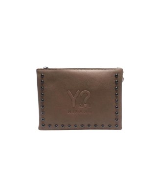 Ynot - Solid-color clutch with studs - Taupe