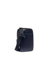 Piquadro – Herren-Ledertasche mit zwei Fächern für das iPad Mini und Schulterriemen, Blue Square