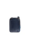 Piquadro – Men's leather bag with two compartments for an iPad Mini and a shoulder strap, Blue Square