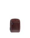 Piquadro – Men's leather bag with two compartments for an iPad Mini and a shoulder strap, Blue Square