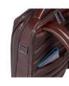 Piquadro - Men's Fast-Check Backpack with 3 Compartments and Space for a 15.6-inch Laptop, Blue Square