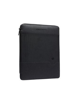 Piquadro - Leather and fabric iPad holder - Black 2