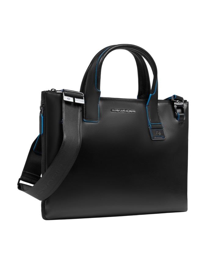  Piquadro - Cartella porta pc 14'' in pelle con tracolla Blue