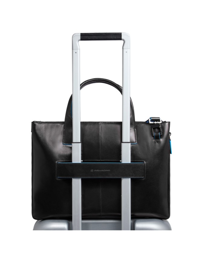  Piquadro - Cartella porta pc 14'' in pelle con tracolla Blue