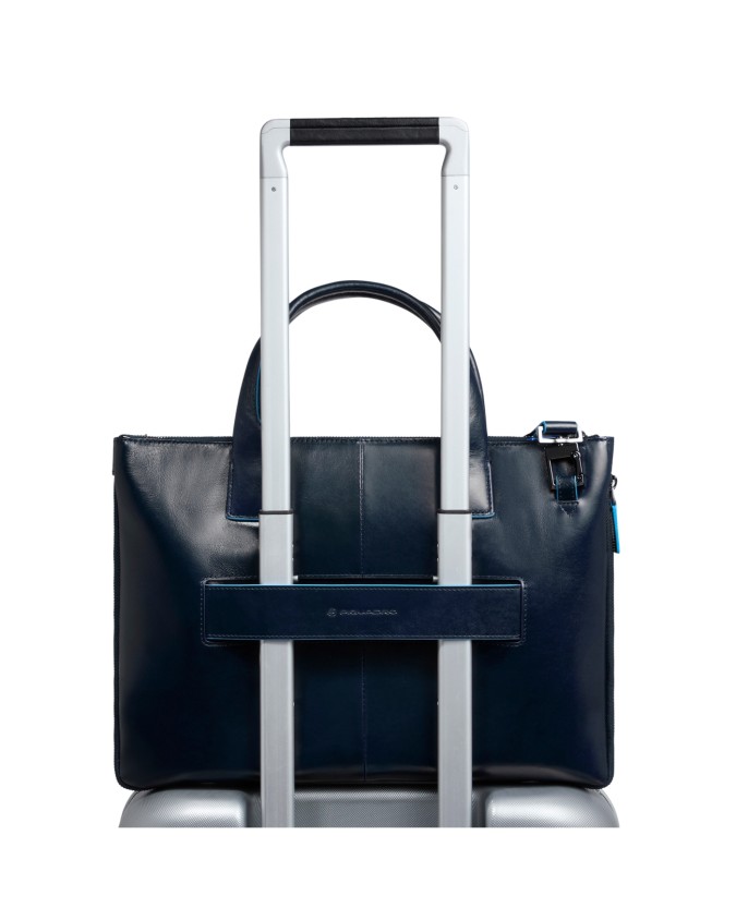  Piquadro - Cartella porta pc 14'' in pelle con tracolla Blue