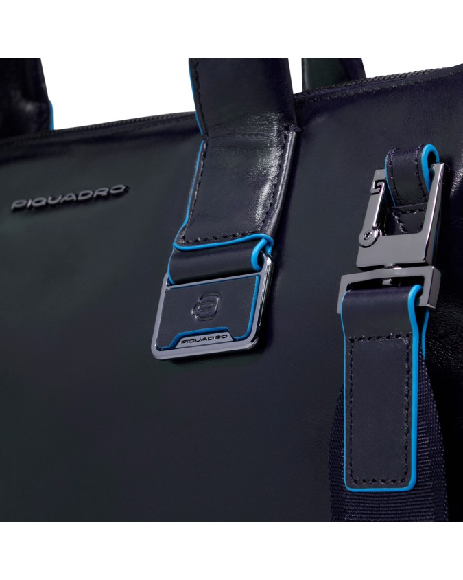  Piquadro - Cartella porta pc 14'' in pelle con tracolla Blue