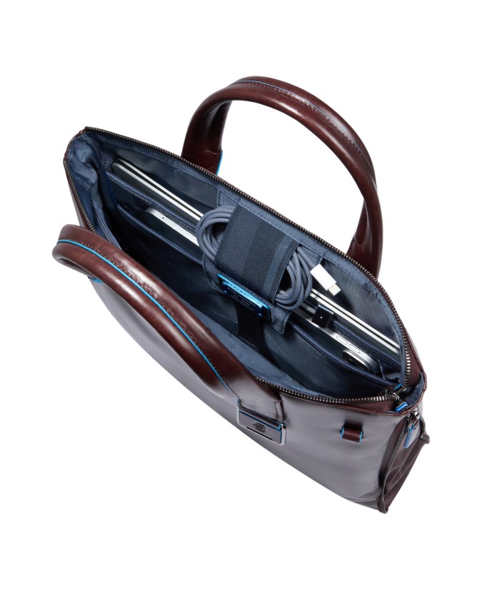  Piquadro - Cartella porta pc 14'' in pelle con tracolla Blue