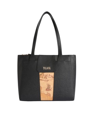Alviero Martini Prima Classe - Borsa shopping media in tessuto saffiano Bloom City
