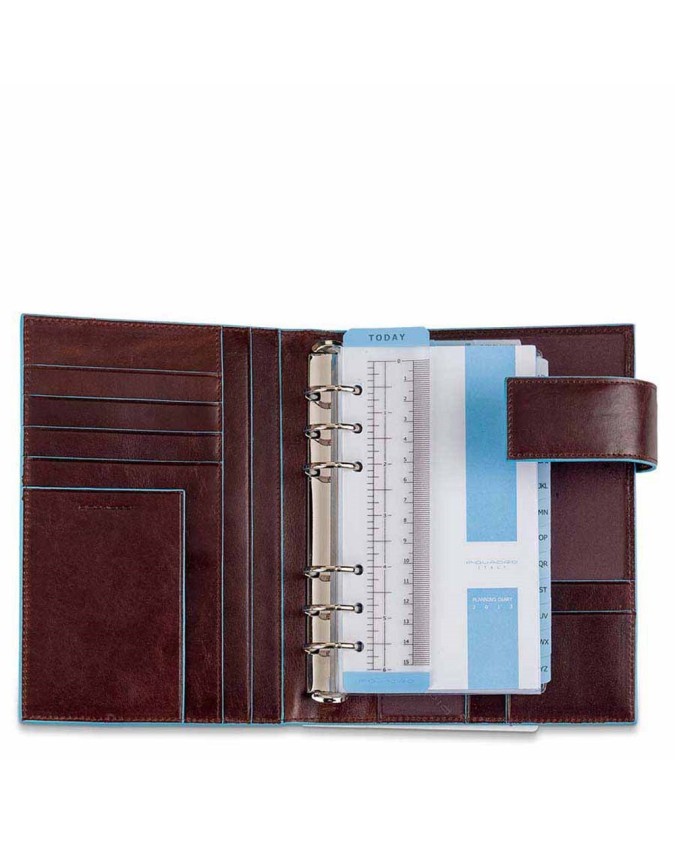 PIQUADRO - Organizer medio con patta in pelle mogano - Mogano -