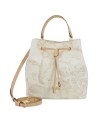 Alviero Martini Prima Classe - Bucket Bag with Drawstring in Geo White Fabric