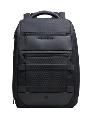  Piquadro - Zaino da Viaggio Modulare in Pelle e Tessuto Porta