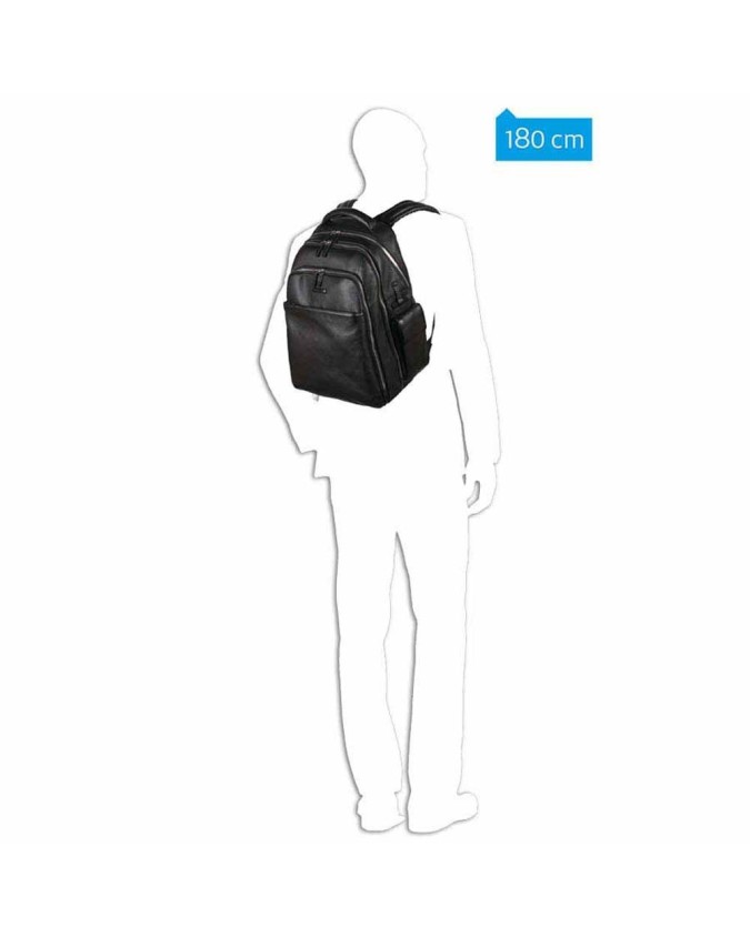 PIQUADRO - Zaino con tasche esterne in pelle nero - Nero - CA3444MO/N su