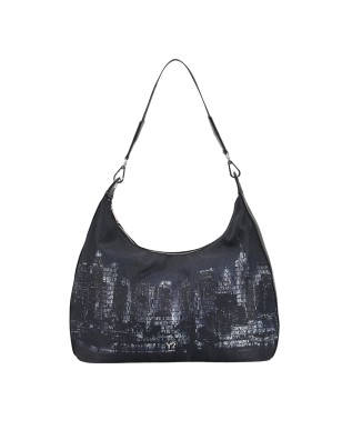  Ynot - Borsa a spalla hobo grande in tessuto ed ecopelle