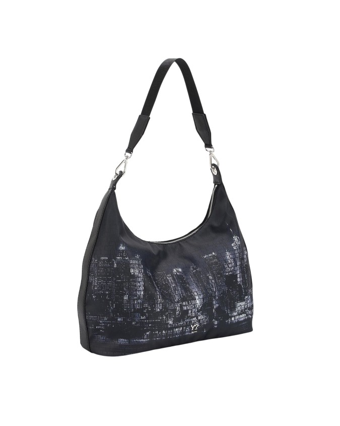  Ynot - Borsa a spalla hobo grande in tessuto ed ecopelle