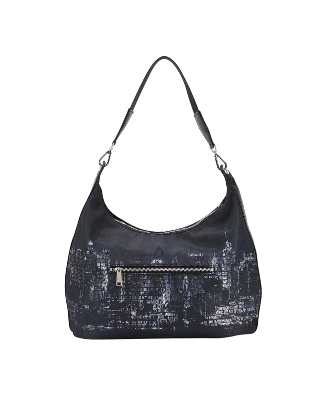  Ynot - Borsa a spalla hobo grande in tessuto ed ecopelle